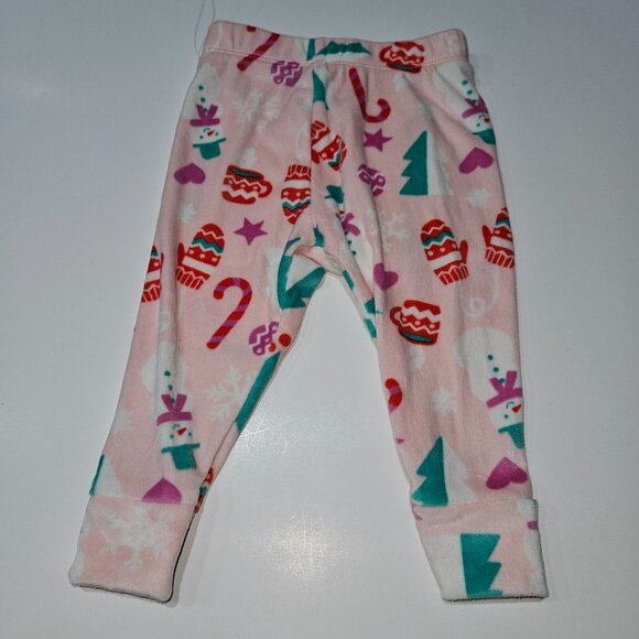 NEW Cat & Jack Christmas Pajama Set 2-Pc Baby Girl 12 Months Pink Festive Icons - Picture 2 of 10